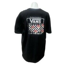 Vans Off The Wall T-Shirt Unisex Adults XL Black Checkerboard Floral